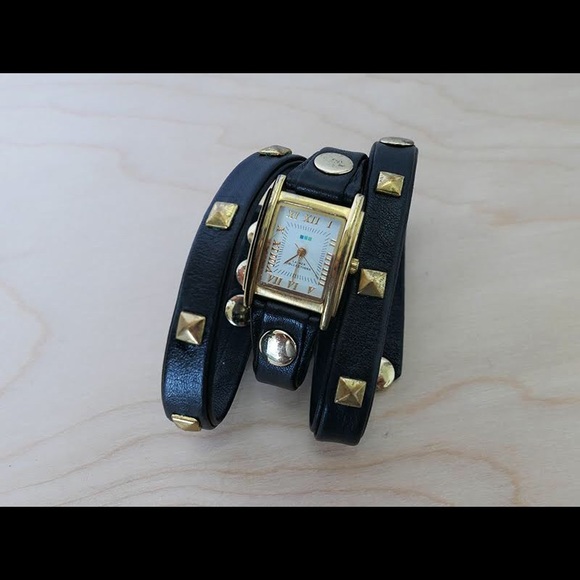 La Mer studded black leather wrap watch - Picture 1 of 4